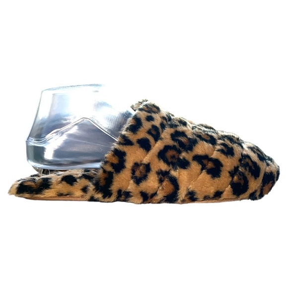 Madewell Recycled Faux Fur‎ Quilted Scuff Slippers Leopard Print Size 8 - Picture 6 of 9